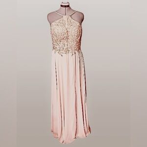 NWT, Eva USA rhinestone halter gown XL